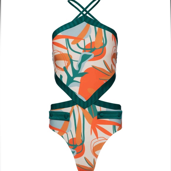 PatBO RIO Cut-Out Swimsuit, Orange, Sz S, NWT - Picture 5 of 5